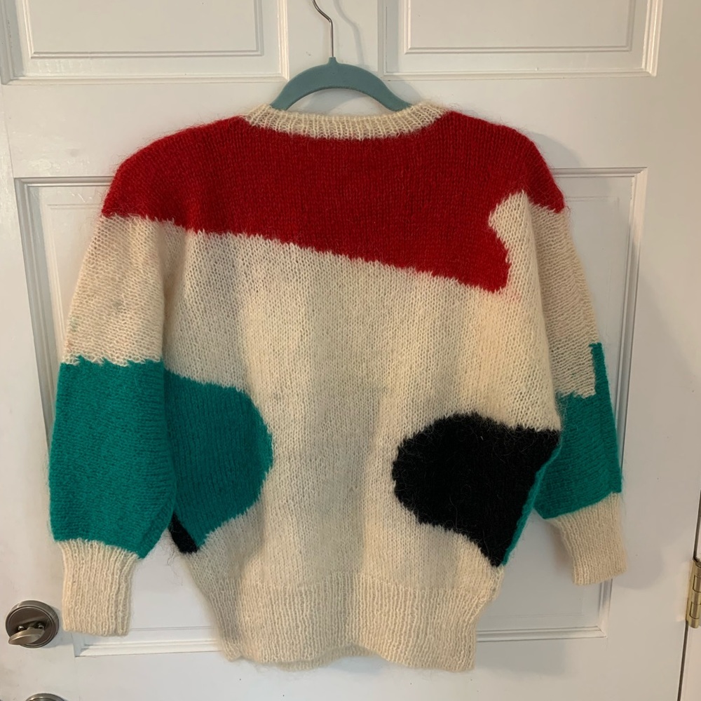 Vintage 80’s 90’s Bright Colorblock Mohair Honors Sweater - Picture 4 of 4